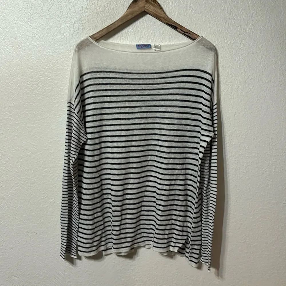 Acrobat Striped Knit Linen Long Sleeve Top Large